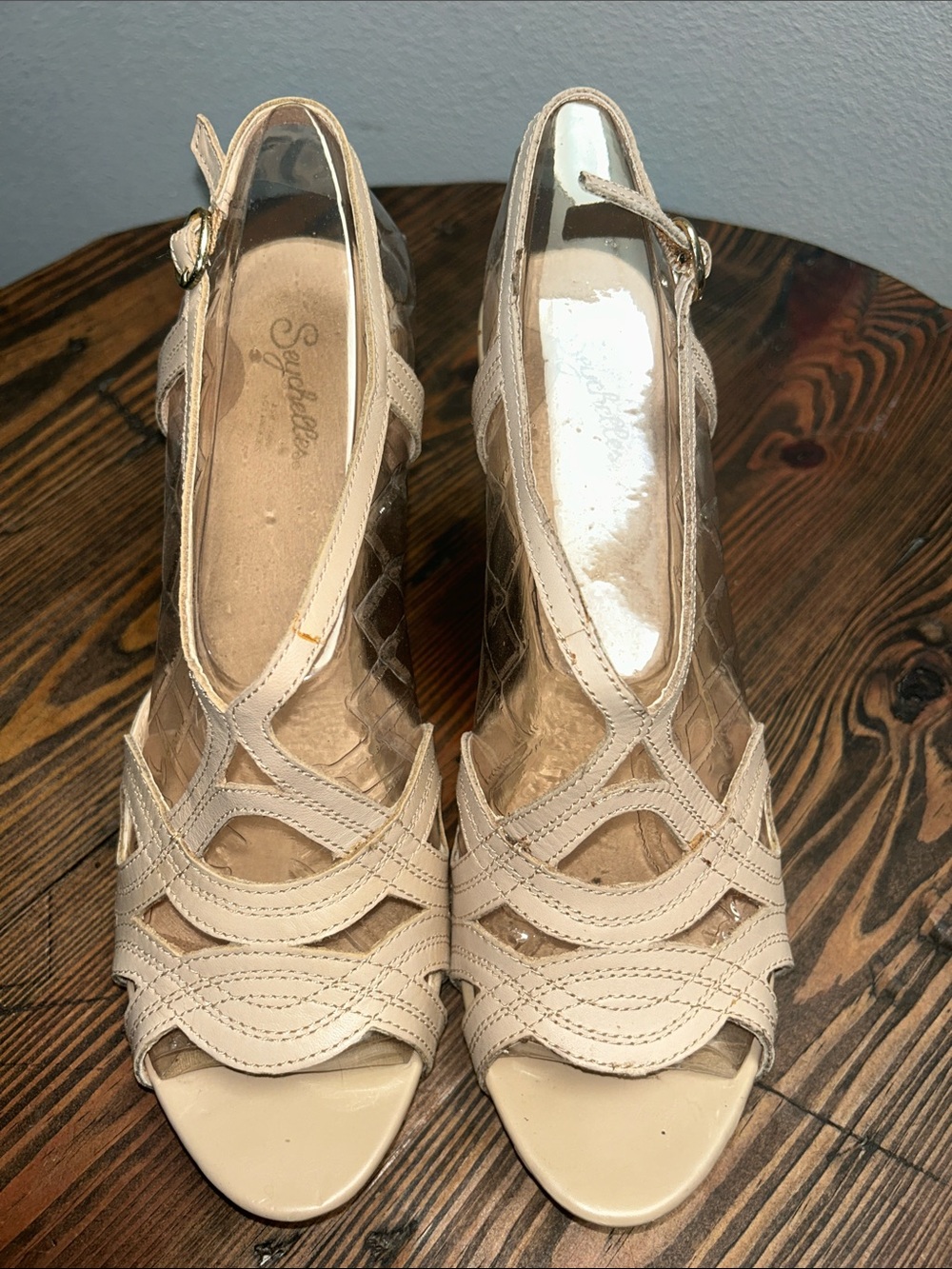 Seychelles Beige Cutout Peep-Toe Slingback Heels woman’s 11